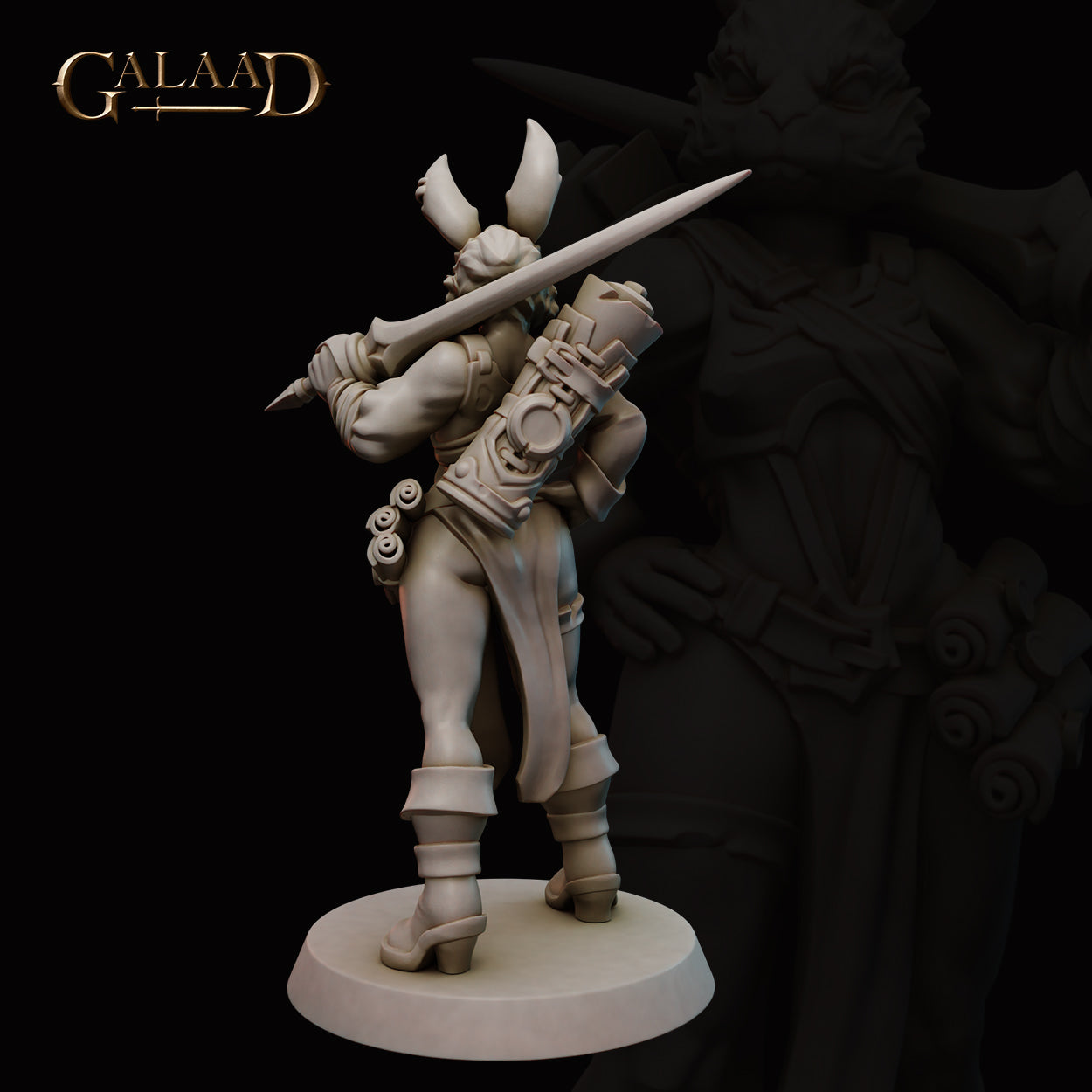Female Rabbitfolk Battlemage 01 by Galaad Miniatures