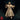 Front-facing render of the Archmage miniature by Monster Atlas — hooded robed figure with both arms raised symmetrically and fingers spread wide in a casting pose, 32mm scale, unpainted gold resin