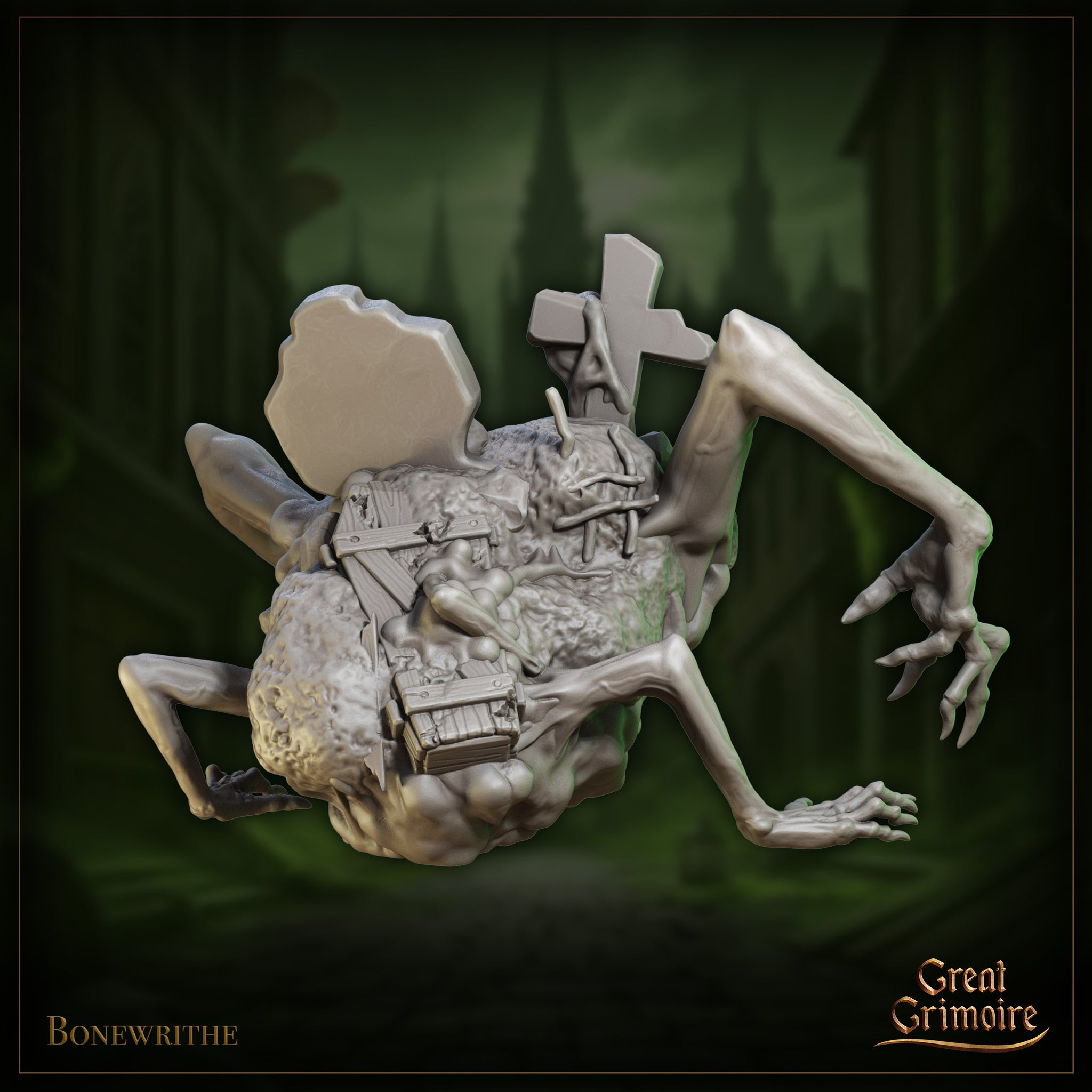 Partially Rendered Miniature Model Gravebinder 01 (Bonewrithe) | D&D Miniature – MitzNSimz