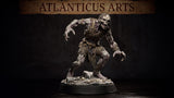 Ghoul miniature by Atlanticus Arts — emaciated undead figure crouching forward aggressively, arms outstretched with long clawed fingers, skull-like face with exposed teeth, tattered cloth and remnant armour strapping across the torso, bone-scattered scenic base.