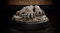 Swarm of Crawling Claws sculpt by Atlanticus Arts: a dense cluster of bloated, clawed undead hands rising from a rubble-strewn base scattered with bones and skull fragments.