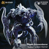 Depth Dismemberer by DM Stash — rear view revealing heavily scaled and plated armoured torso segments, broad carapace back, and two swept blade appendages flanking the body.