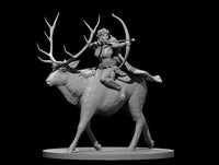 Elf Female Ranger on Elk by MZ4250