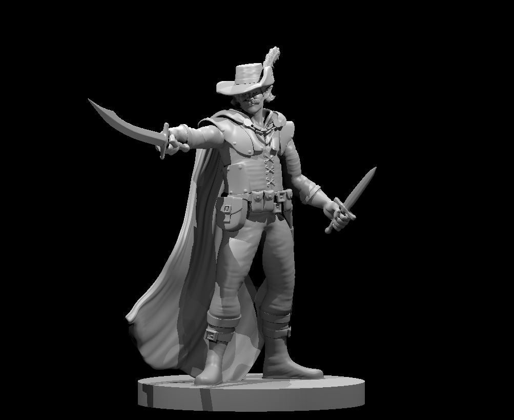 Elf Male Swashbuckler w/ Fancy Hat and Moustache by MZ4250