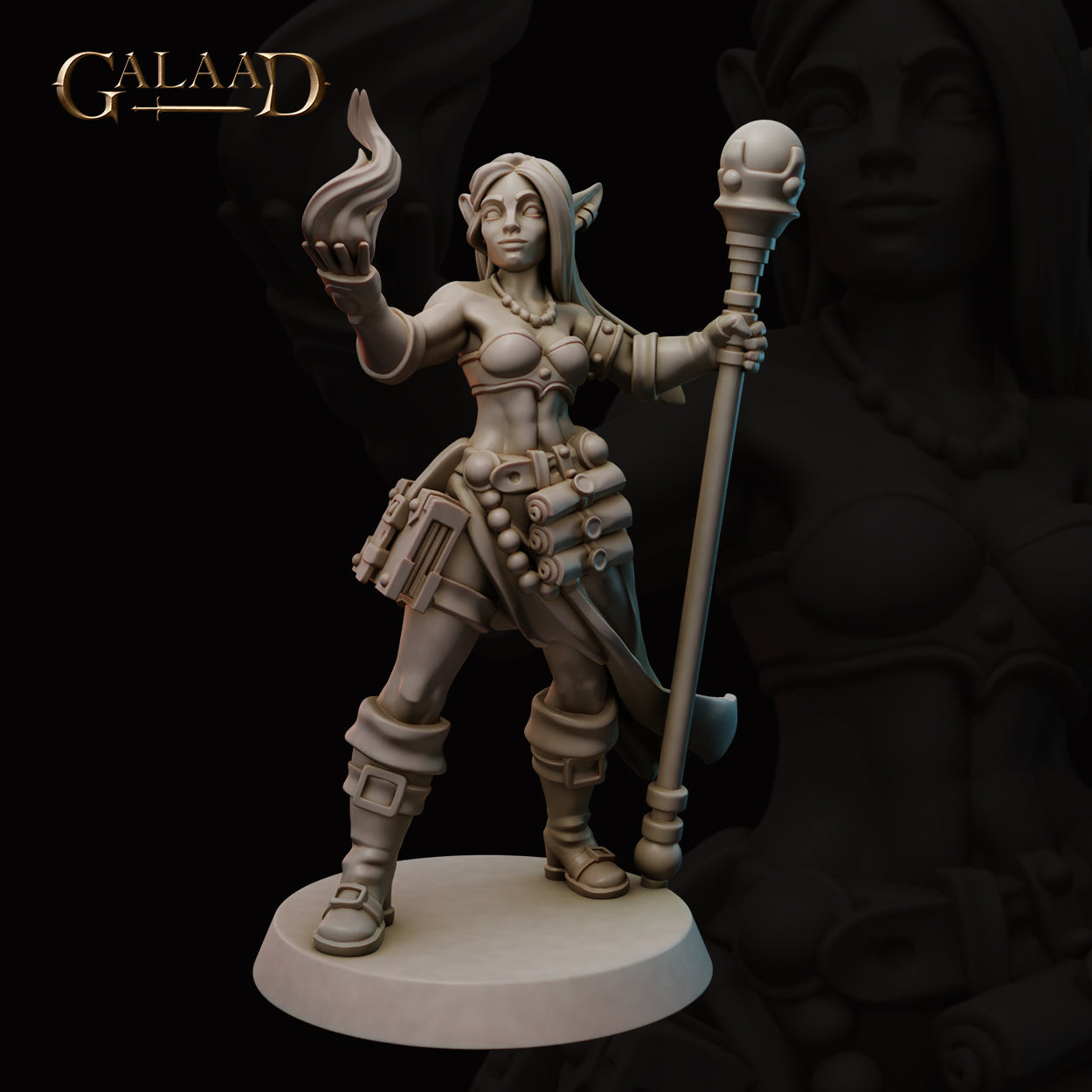 Female Elf Wizard 01 by Galaad Miniatures