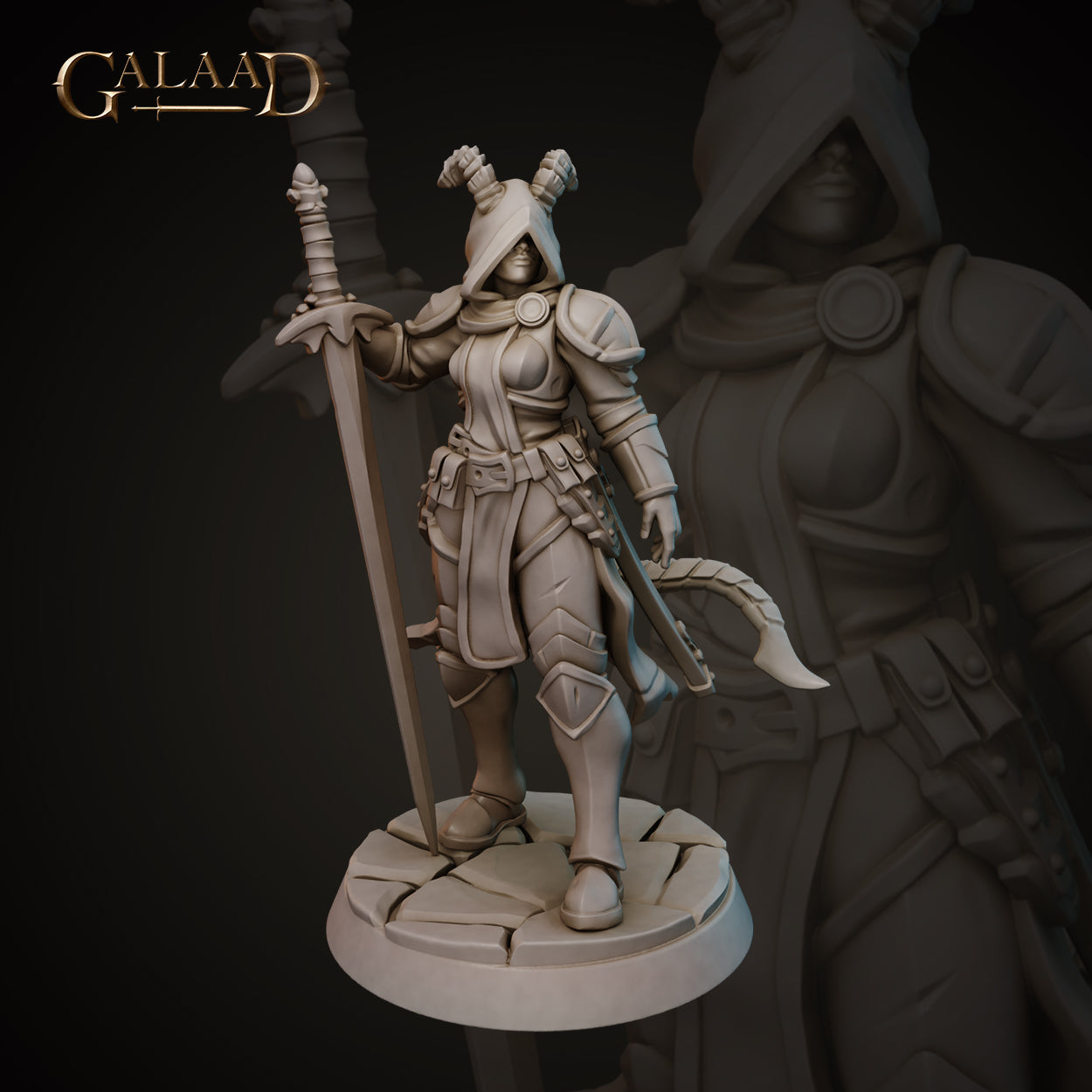 Female Tiefling Paladin 01 by Galaad Miniatures