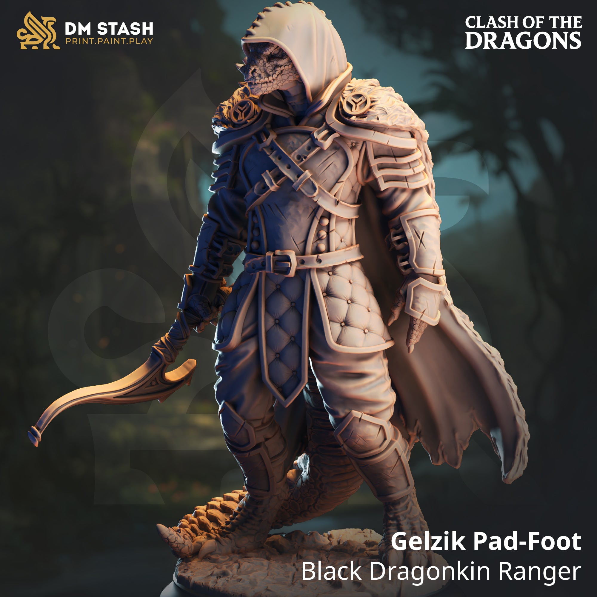 Black Dragonborn Ranger (Gelzik Pad-Foot) by DM Stash