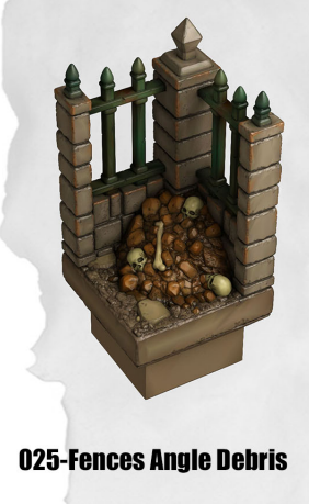 Haunted Graveyard Fences Angle Debris HG-025 by Dungeon Blocks