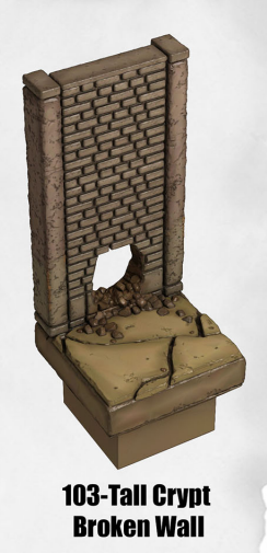Haunted Graveyard Tall Crypt Broken Wall HG-103 by Dungeon Blocks