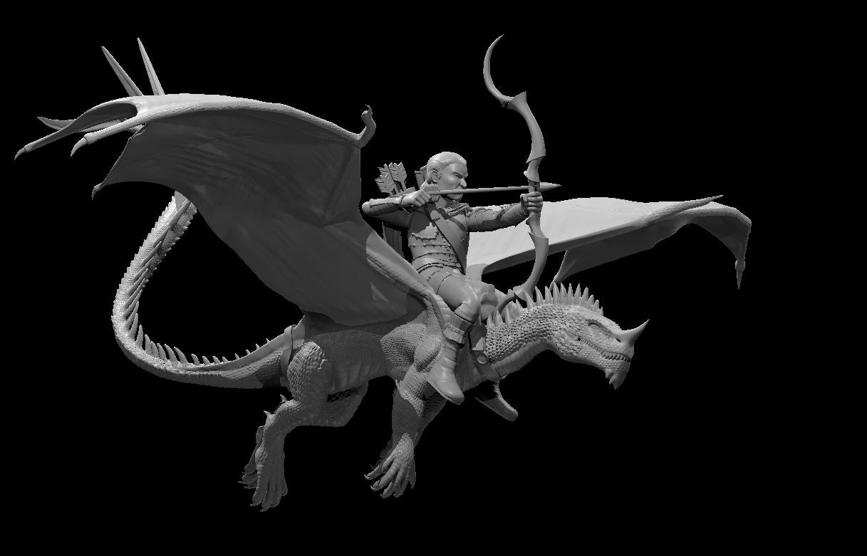 Halfling Male Ranger on Blue Dragon by MZ4250
