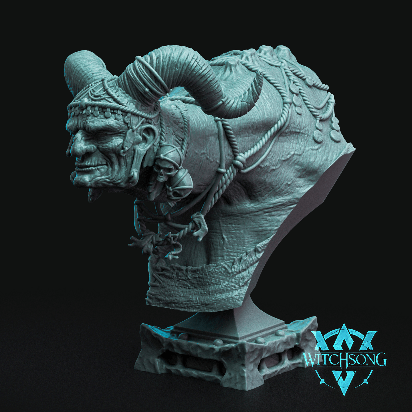 Horned Witch Bust by Witchsong Miniatures