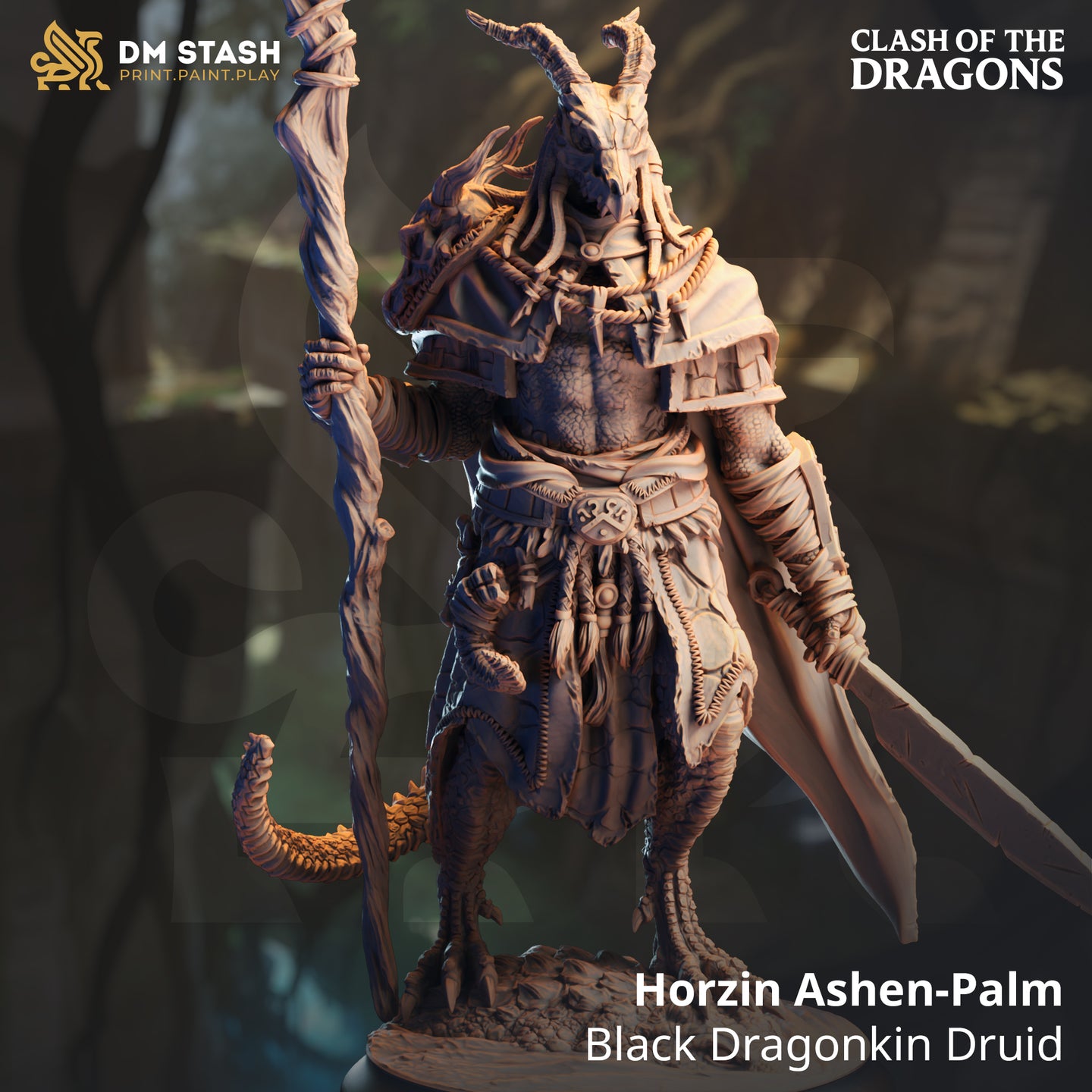 Black Dragonborn Druid (Horzin Ashen-Palm) by DM Stash