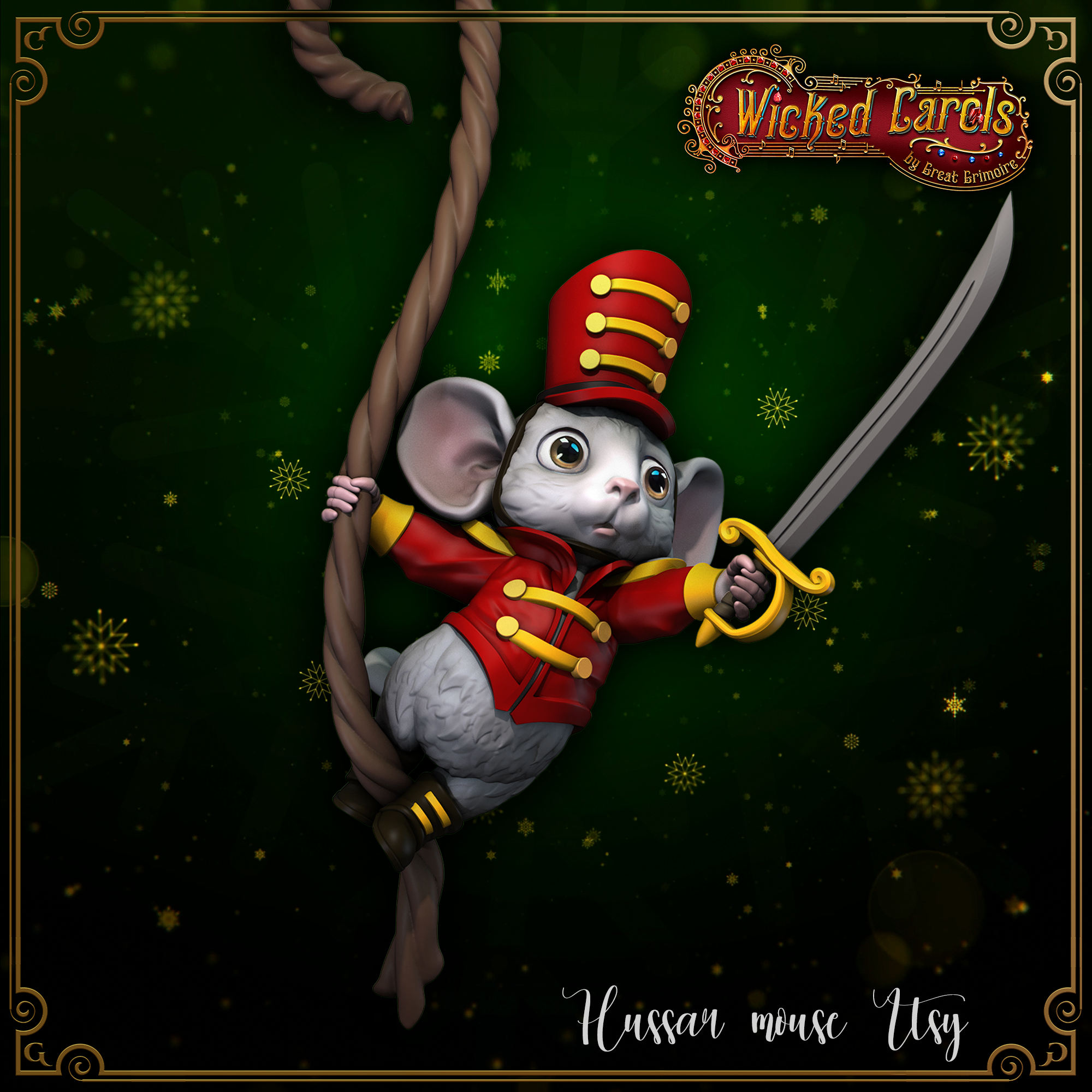 Hussar Mouse Itsy Xmas Bauble by Great Grimoire