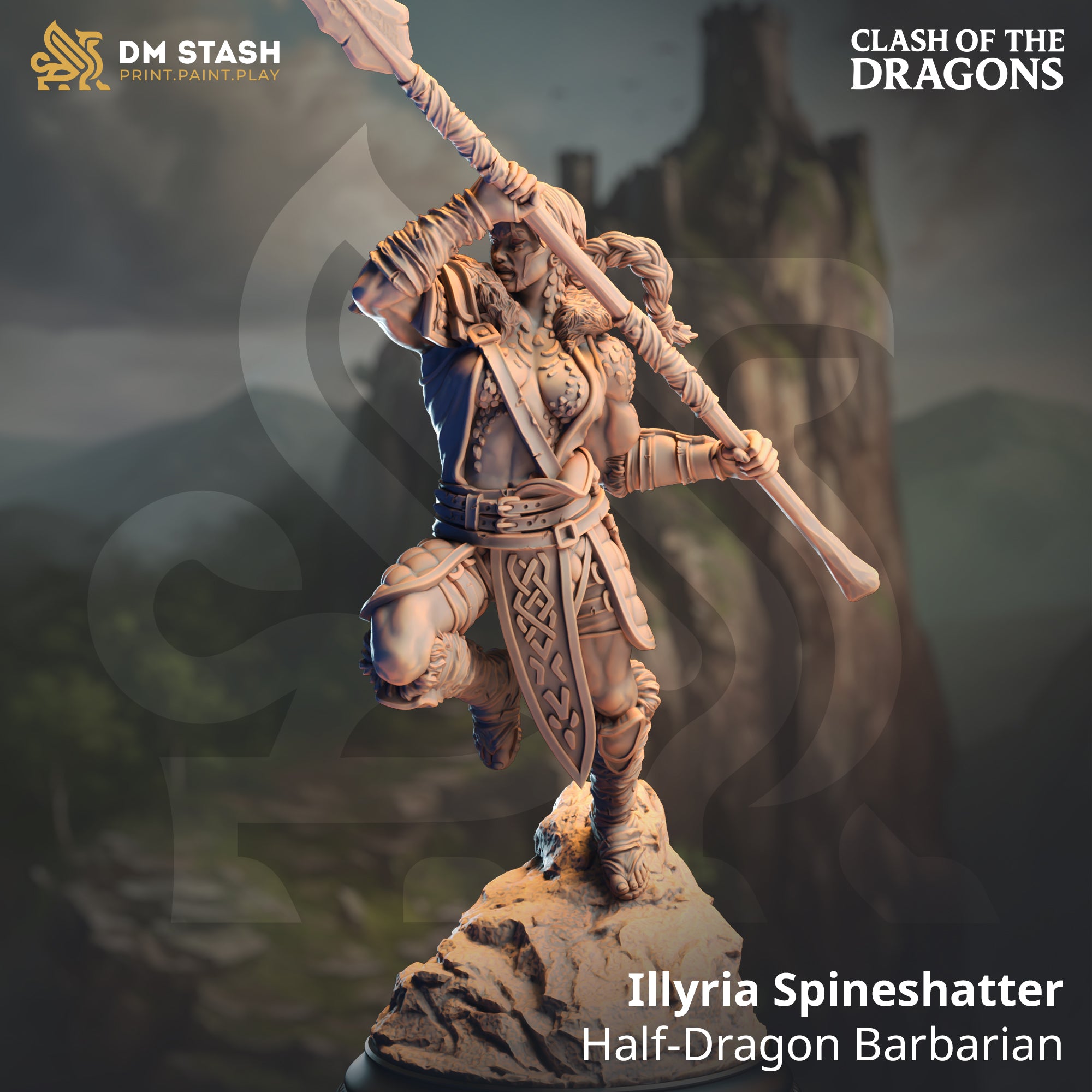 Half-Dragon Barbarian (Illyria Spineshatter) by DM Stash
