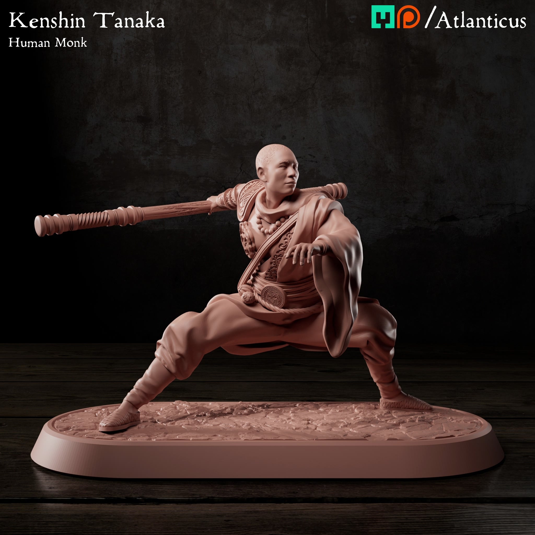 Kenshin Tanaka Human Monk w/Staff Squarestance by Atlanticus Arts