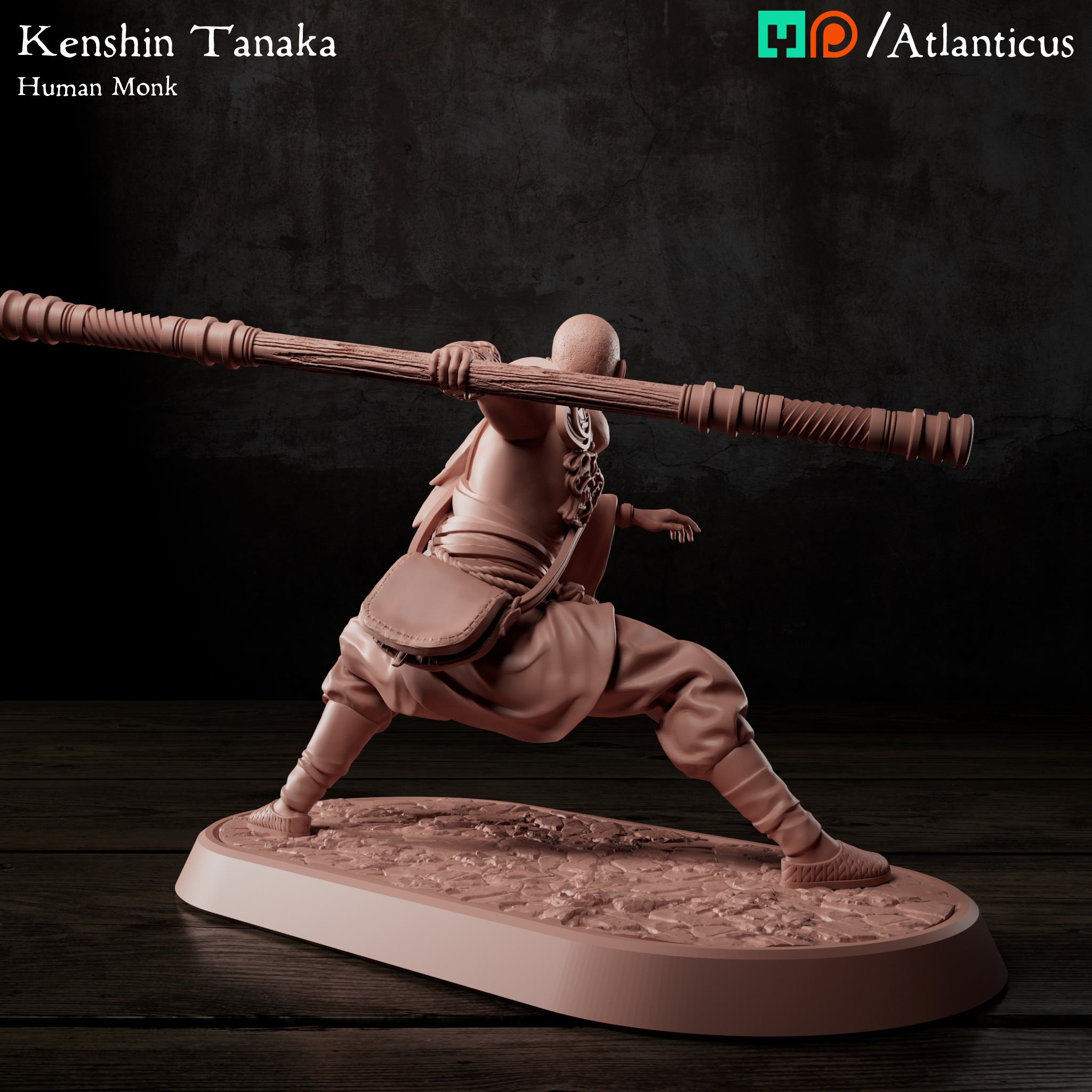 Kenshin Tanaka Human Monk w/Staff Squarestance by Atlanticus Arts