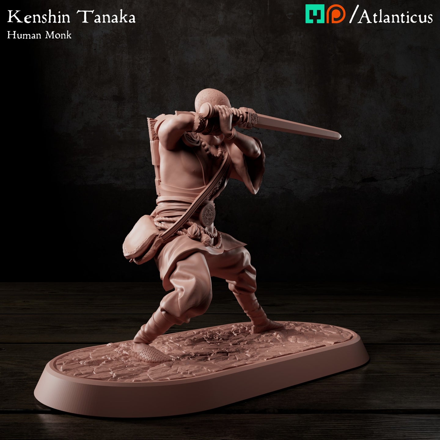 Kenshin Tanaka Human Monk w/Sword Guarding by Atlanticus Arts