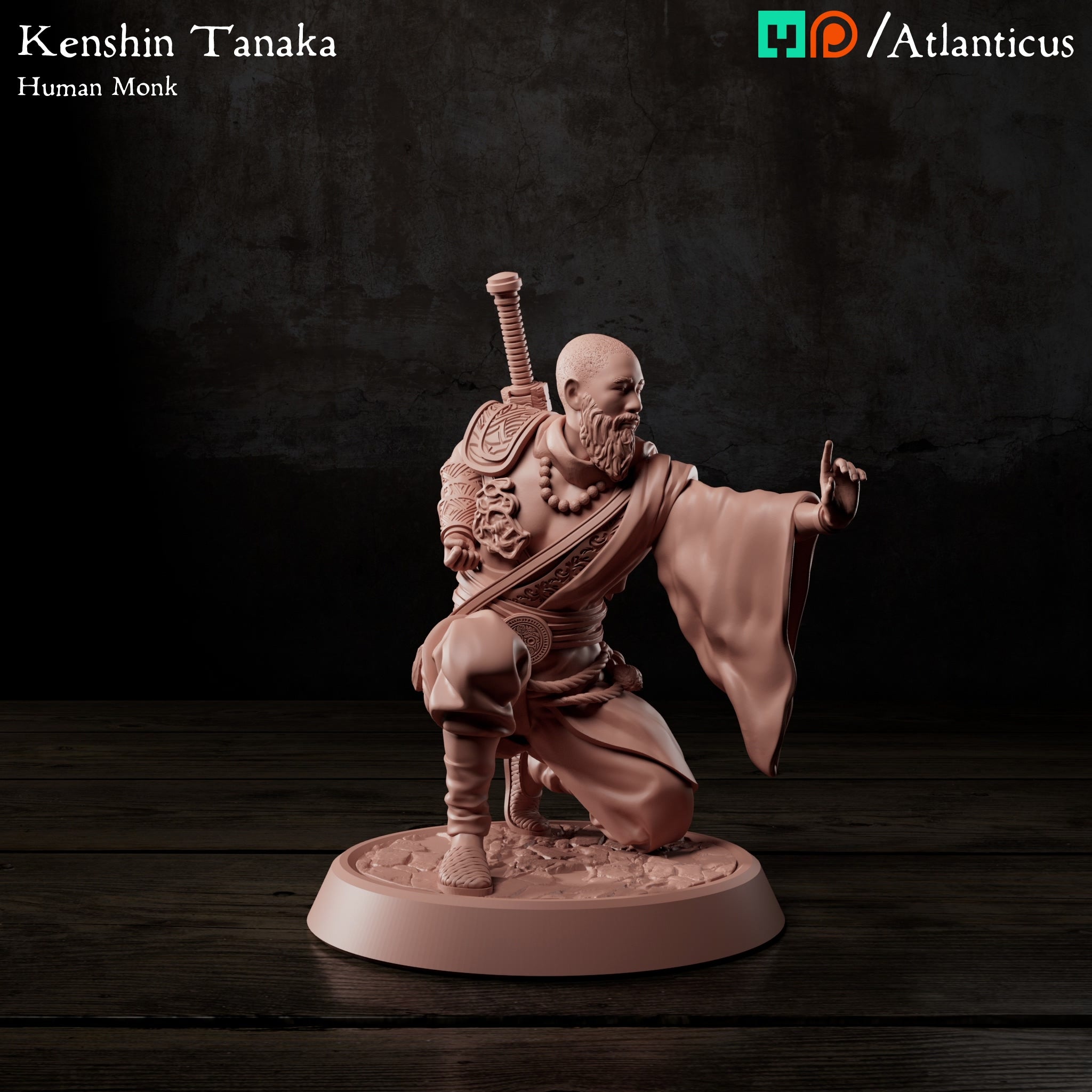 Kenshin Tanaka Human Monk Unarmed Kneeling by Atlanticus Arts