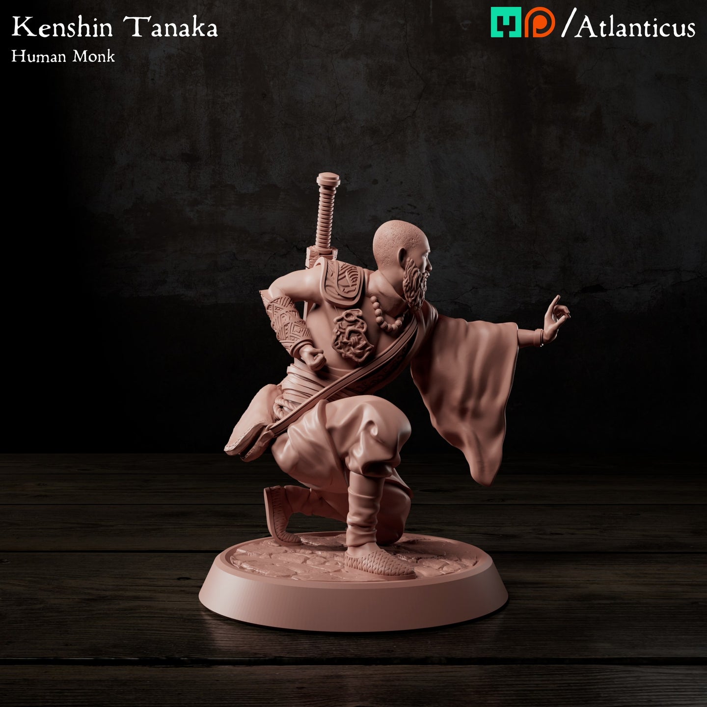 Kenshin Tanaka Human Monk Unarmed Kneeling by Atlanticus Arts