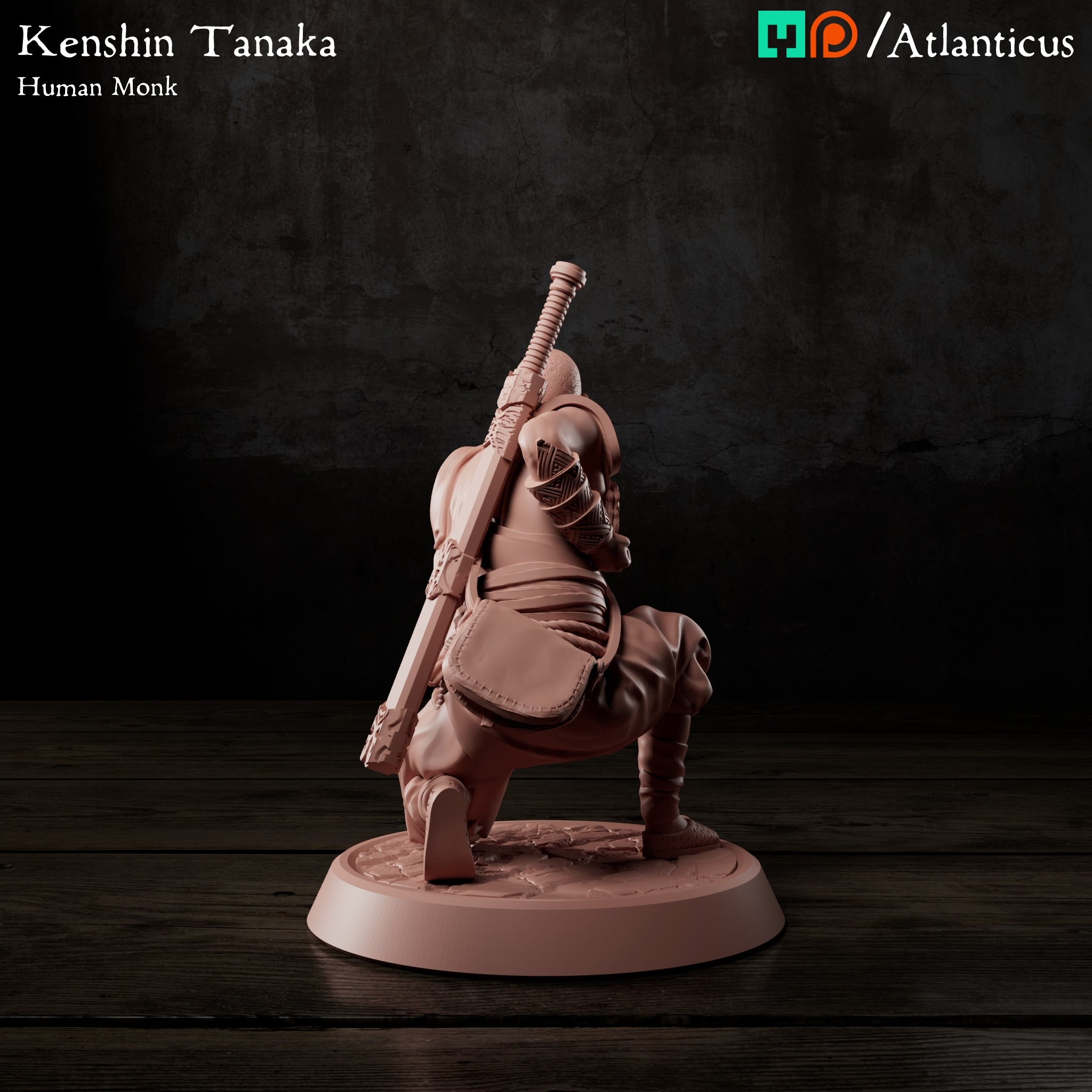 Kenshin Tanaka Human Monk Unarmed Kneeling by Atlanticus Arts