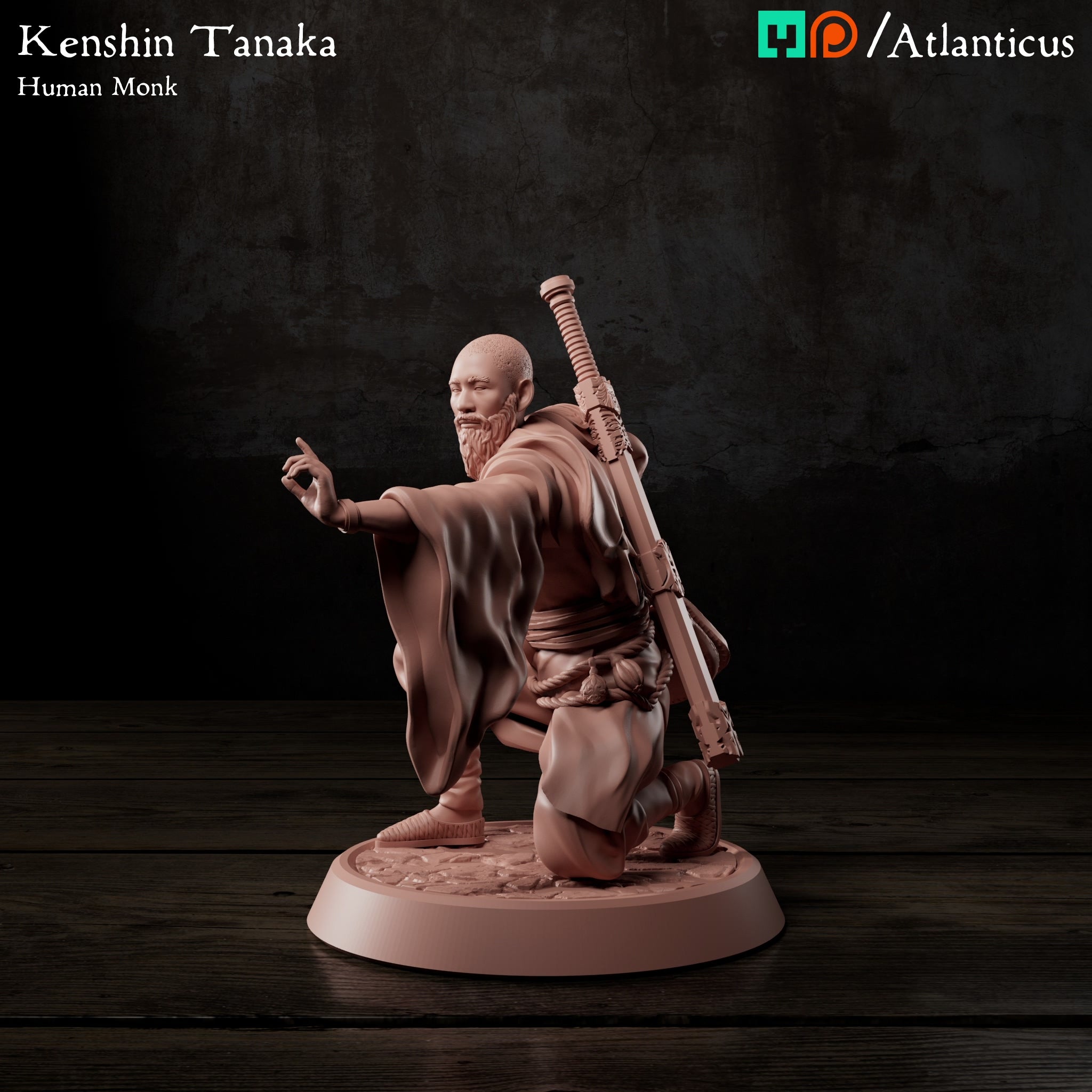 Kenshin Tanaka Human Monk Unarmed Kneeling by Atlanticus Arts