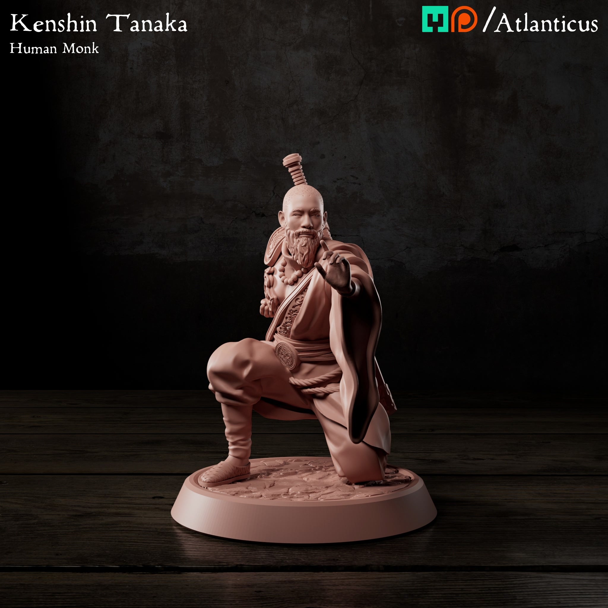 Kenshin Tanaka Human Monk Unarmed Kneeling by Atlanticus Arts