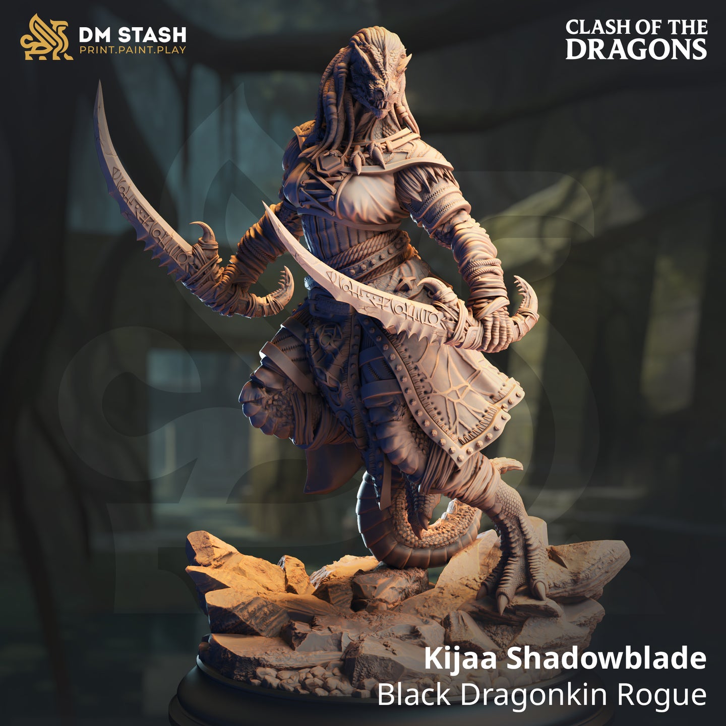 Black Dragonborn Rogue (Kijaa Shadowblade) by DM Stash