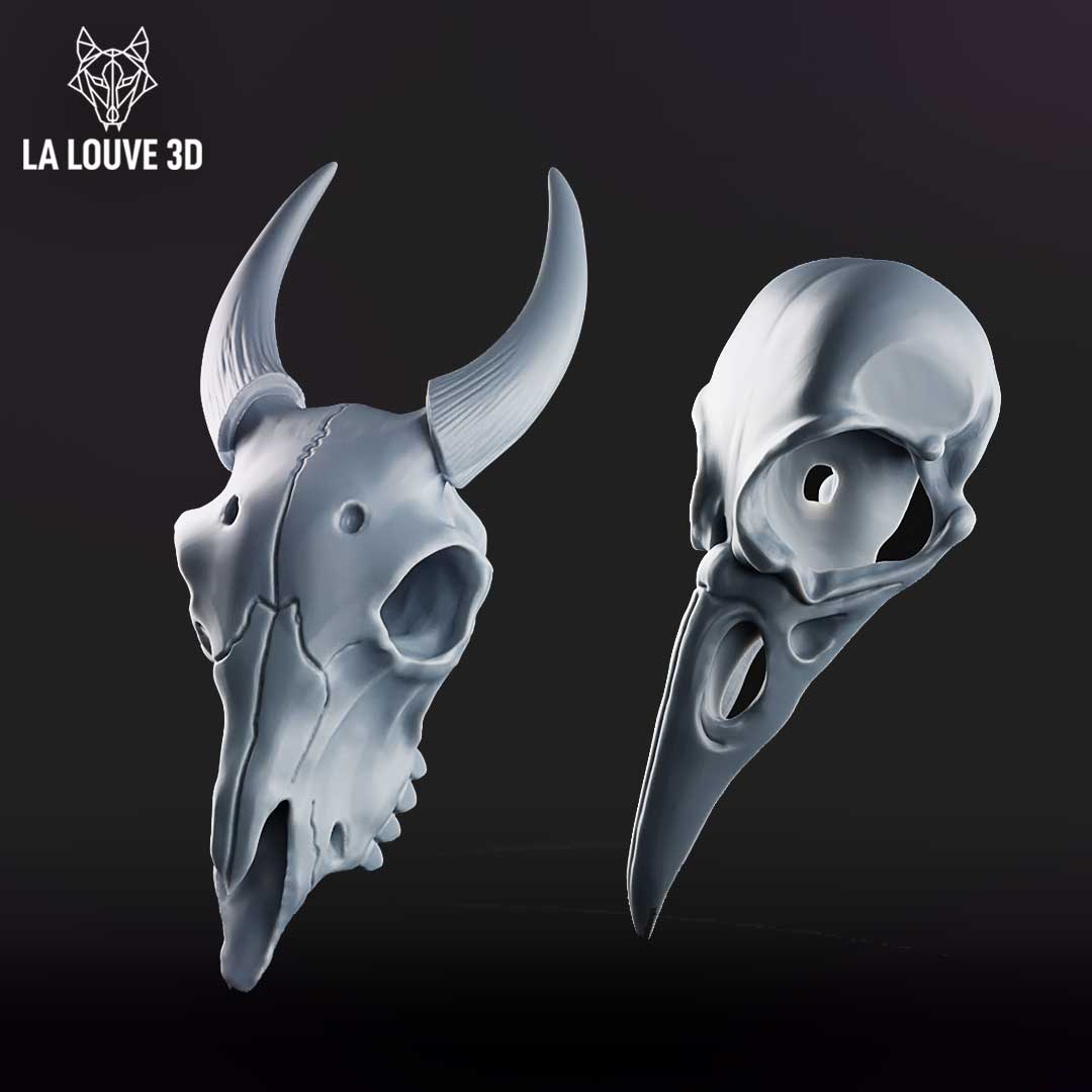 Raven / Goat Skulls by La Louve 3D