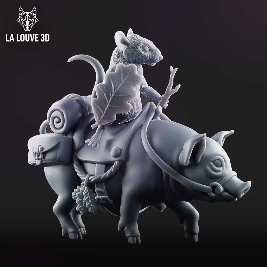 Mouse Adventurer Riding Pig Mount by La Louve 3D