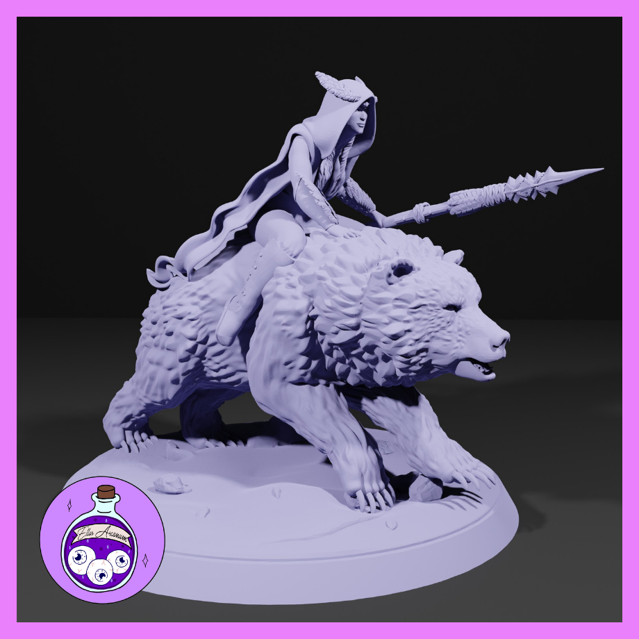 Owl Witch Bear Mount by Ella's Arcanum Minis