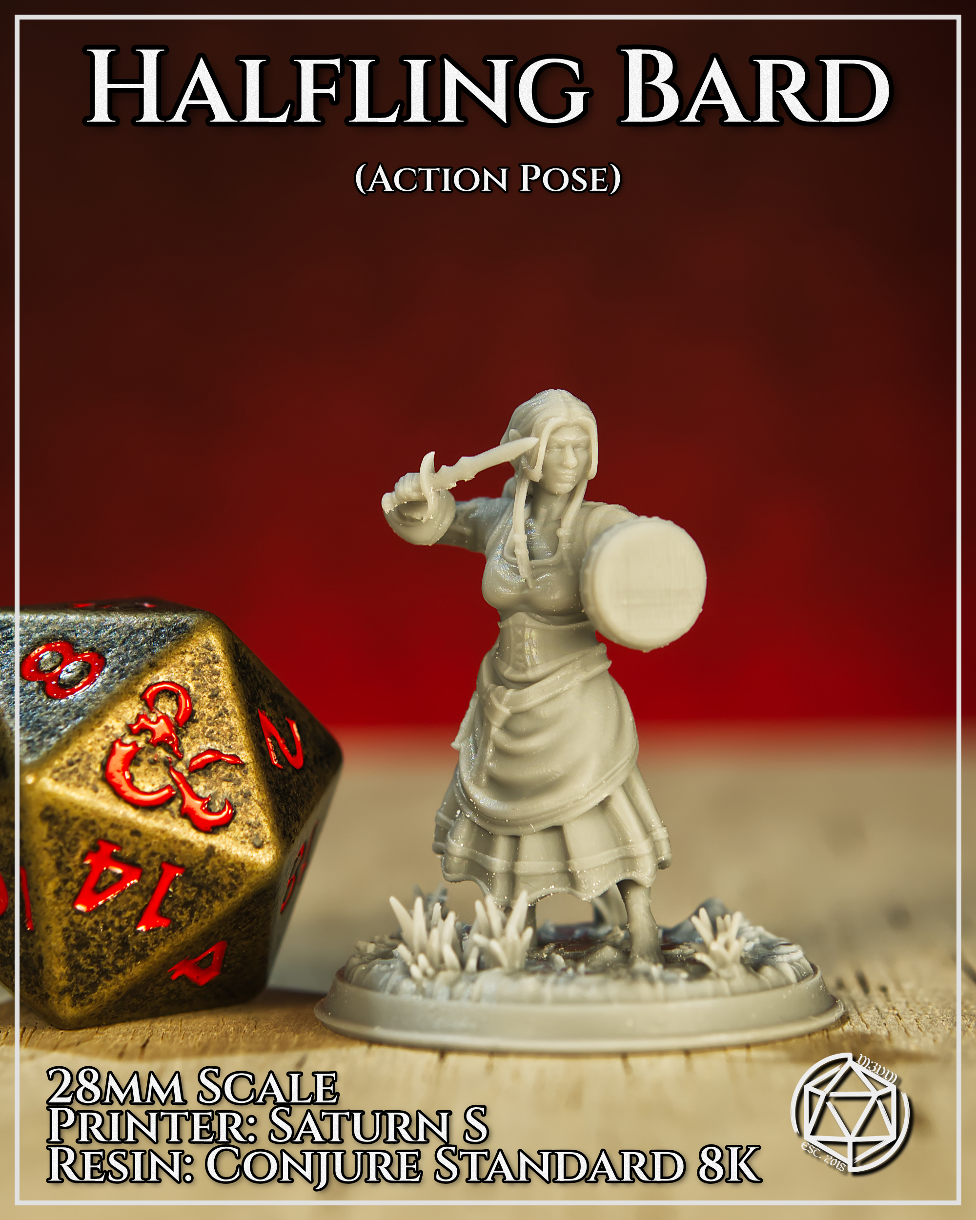 Female Halfing Bard Action by Mia Kay M3DM