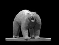 Polar bear standing in a calm walking pose, fitted with a detailed leather saddle, saddlebags, and a full bridle harness across the muzzle. Sculpt by MZ4250.