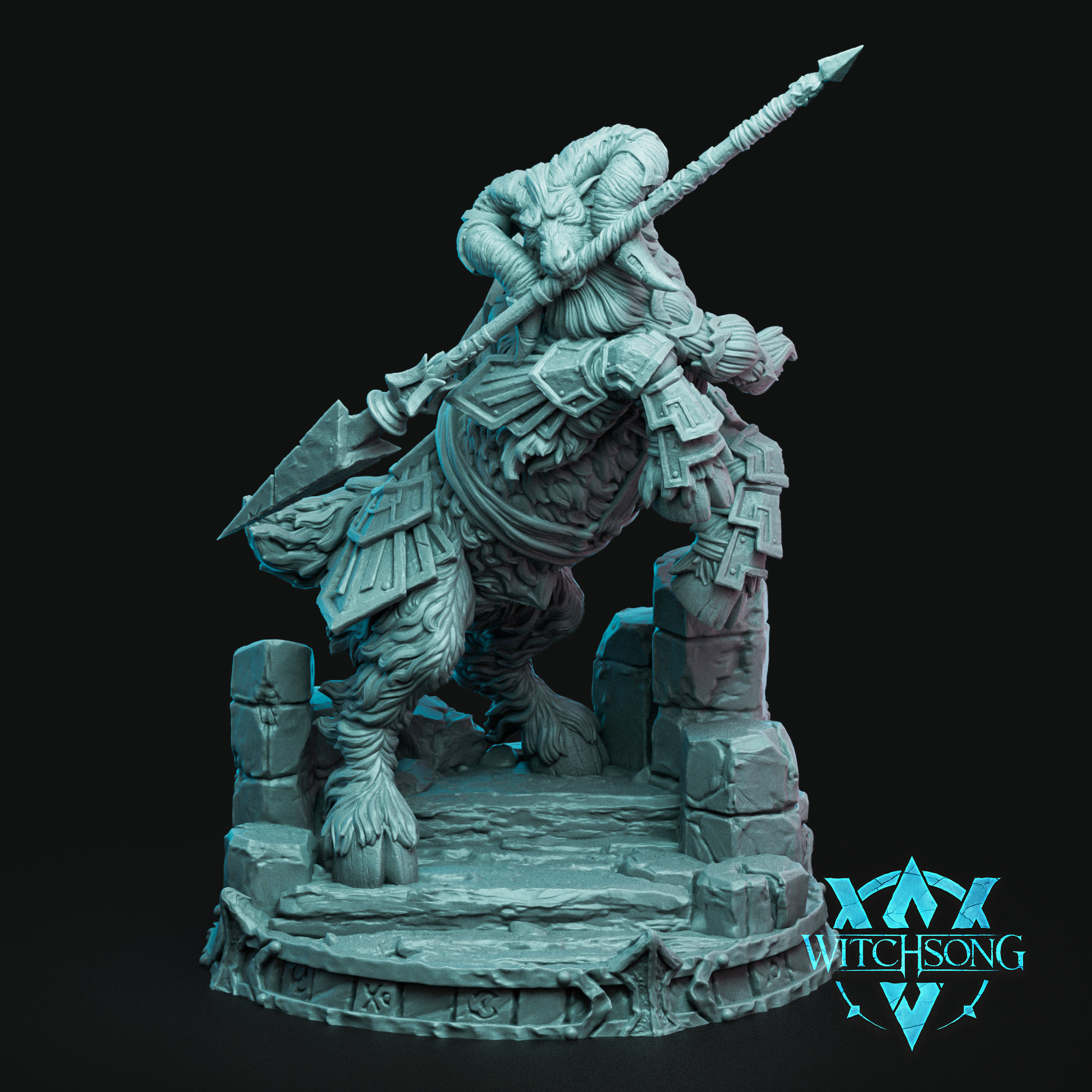 Kahtrop the Defender of the North - Spear in Mouth by Witchsong Miniatures