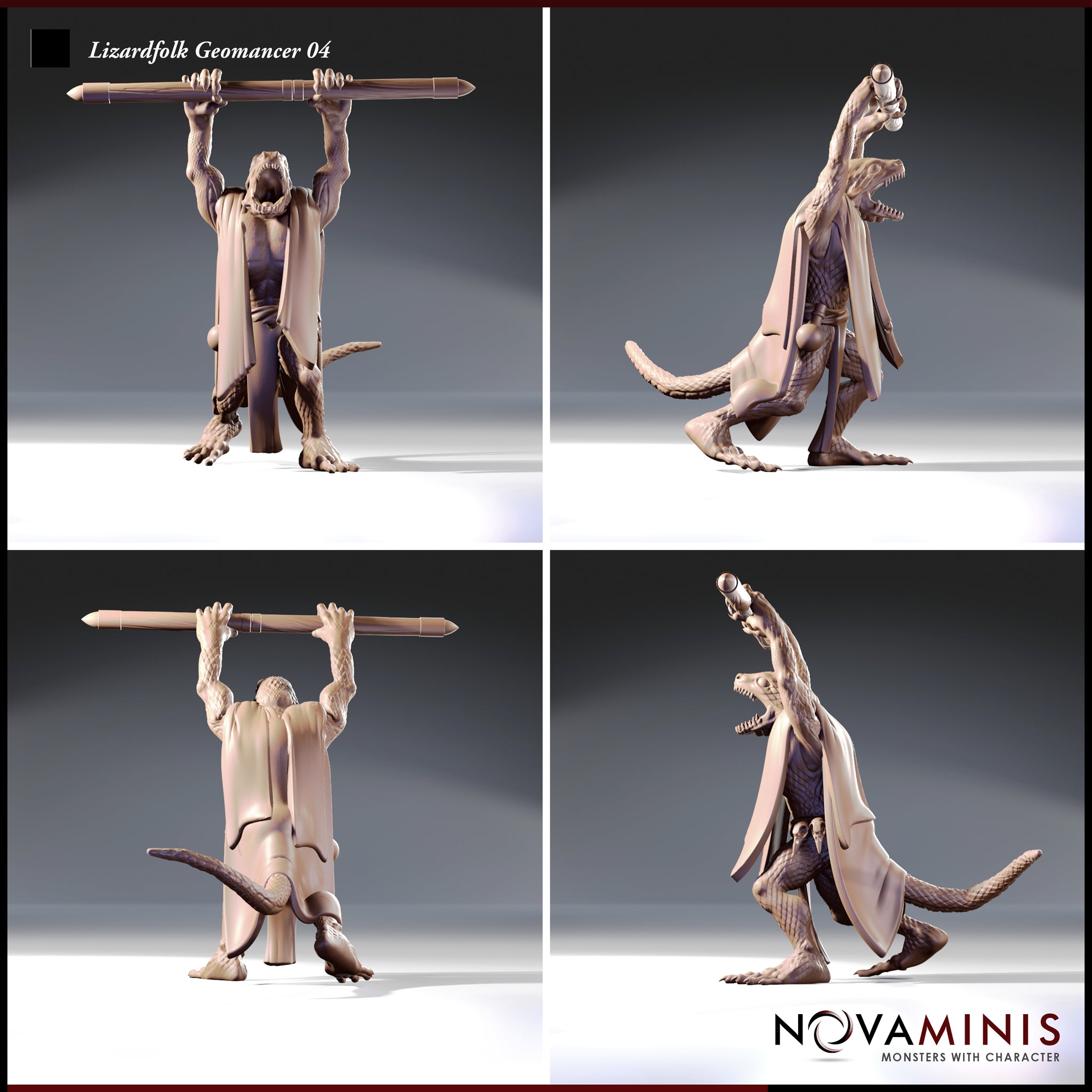 Lizardfolk Robe Lizardfolk Geomancer | D&D Miniature for Wizard Characters – MitzNSimz