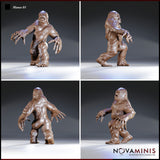 Manes 01 by Novaminis shown from four angles — the bloated demon's pustule-covered back, raised clawed hand, and snarling open mouth all visible across the multi-panel render.