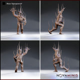 Manes Vaporspawn 01 by Novaminis — four-angle turntable view showing the tendril eruptions across the back and sides, boil-textured skin, clawed hands, and the creature's mid-stride aggressive lean.