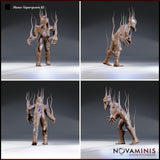 Manes Vaporspawn 02 by Novaminis — four-angle view of the same gaunt demon sculpt, showing the crown of erupting tendrils from all sides, distorted proportions, pustule-textured skin, and the outstretched reaching claw detail.