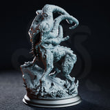 Shogdog Beast of the Deep One by DM Stash — four-limbed creature lunging forward, tentacles coiling overhead, dozens of eyes across hide and tentacles, open maw, rubble scenic base.