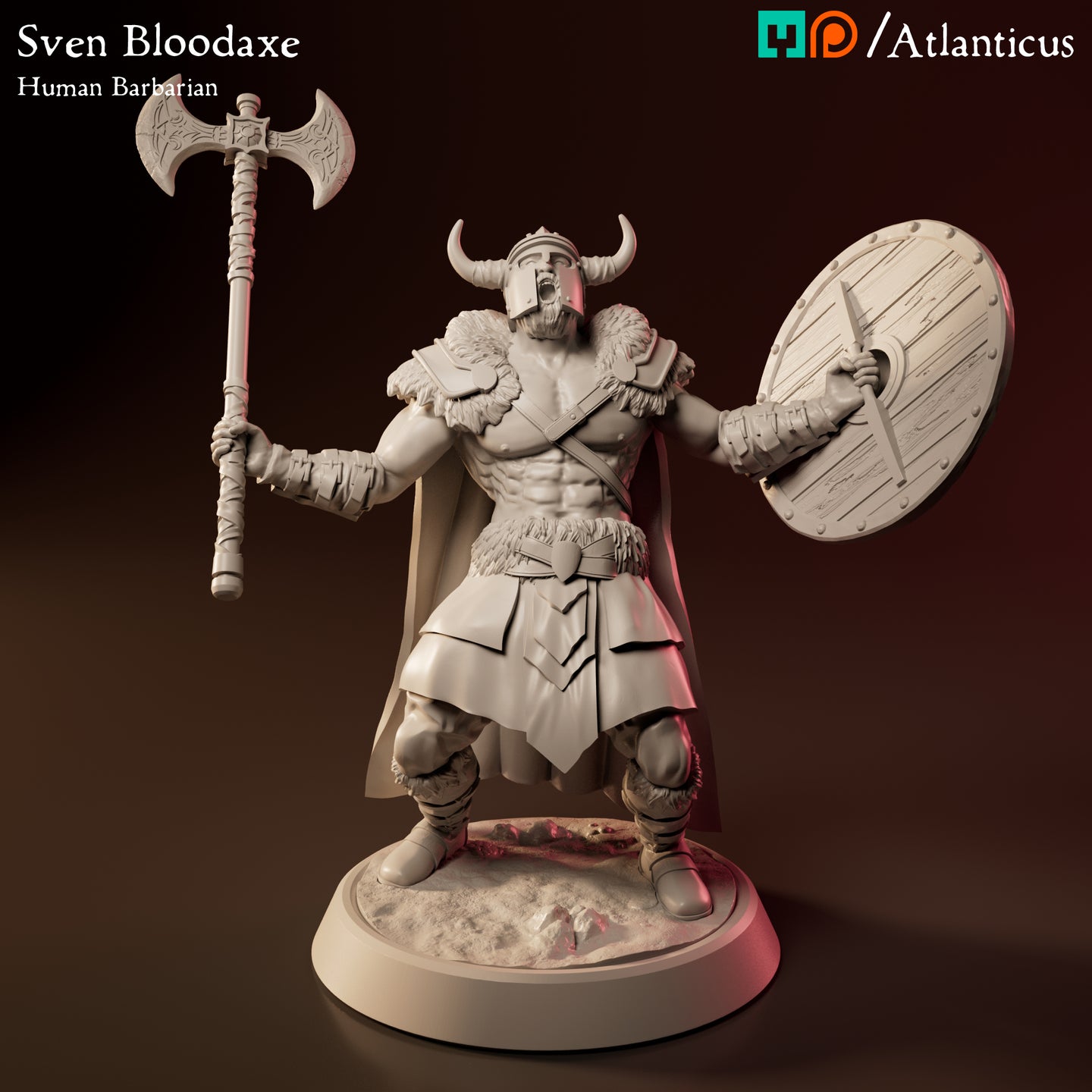 Sven Bloodaxe Human Barbarian w/Battle Axe Raging by Atlanticus Arts