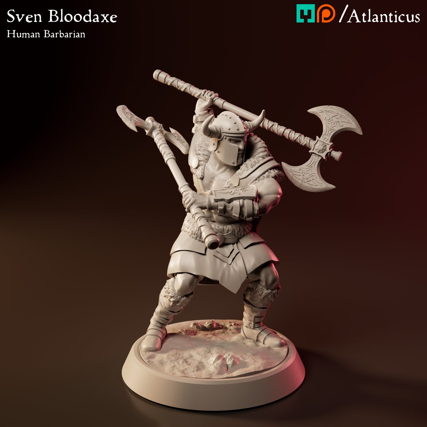 Sven Bloodaxe Human Barbarian w/Dual Axes by Atlanticus Arts