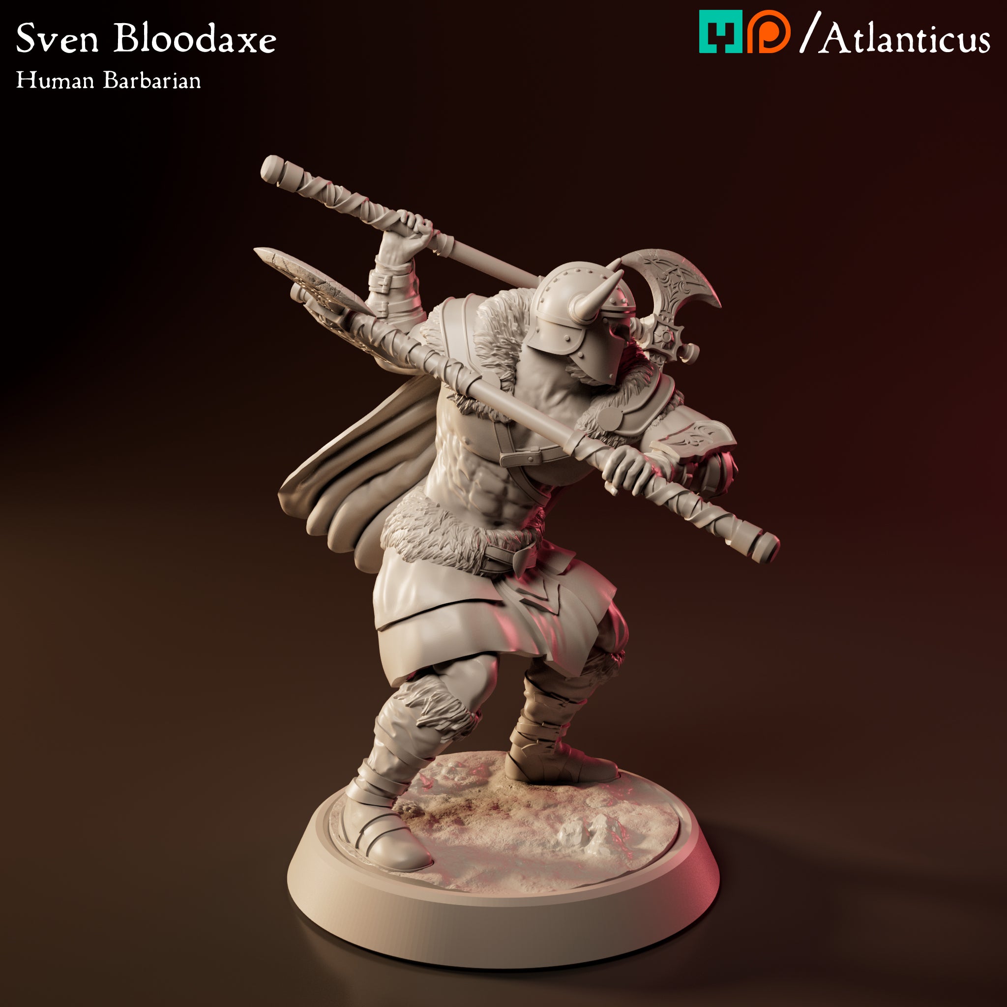 Sven Bloodaxe Human Barbarian w/Dual Axes by Atlanticus Arts