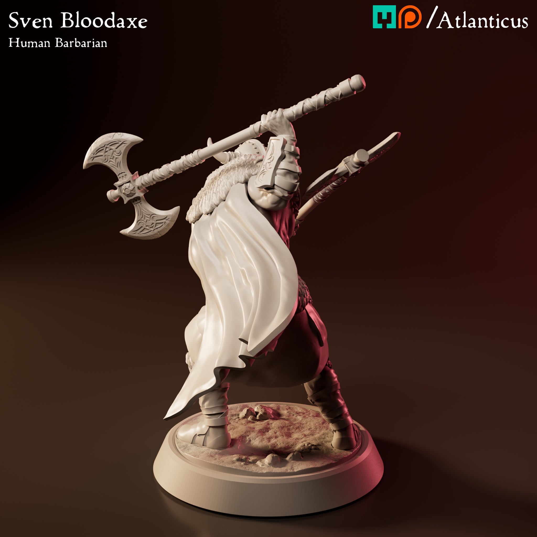 Sven Bloodaxe Human Barbarian w/Dual Axes by Atlanticus Arts