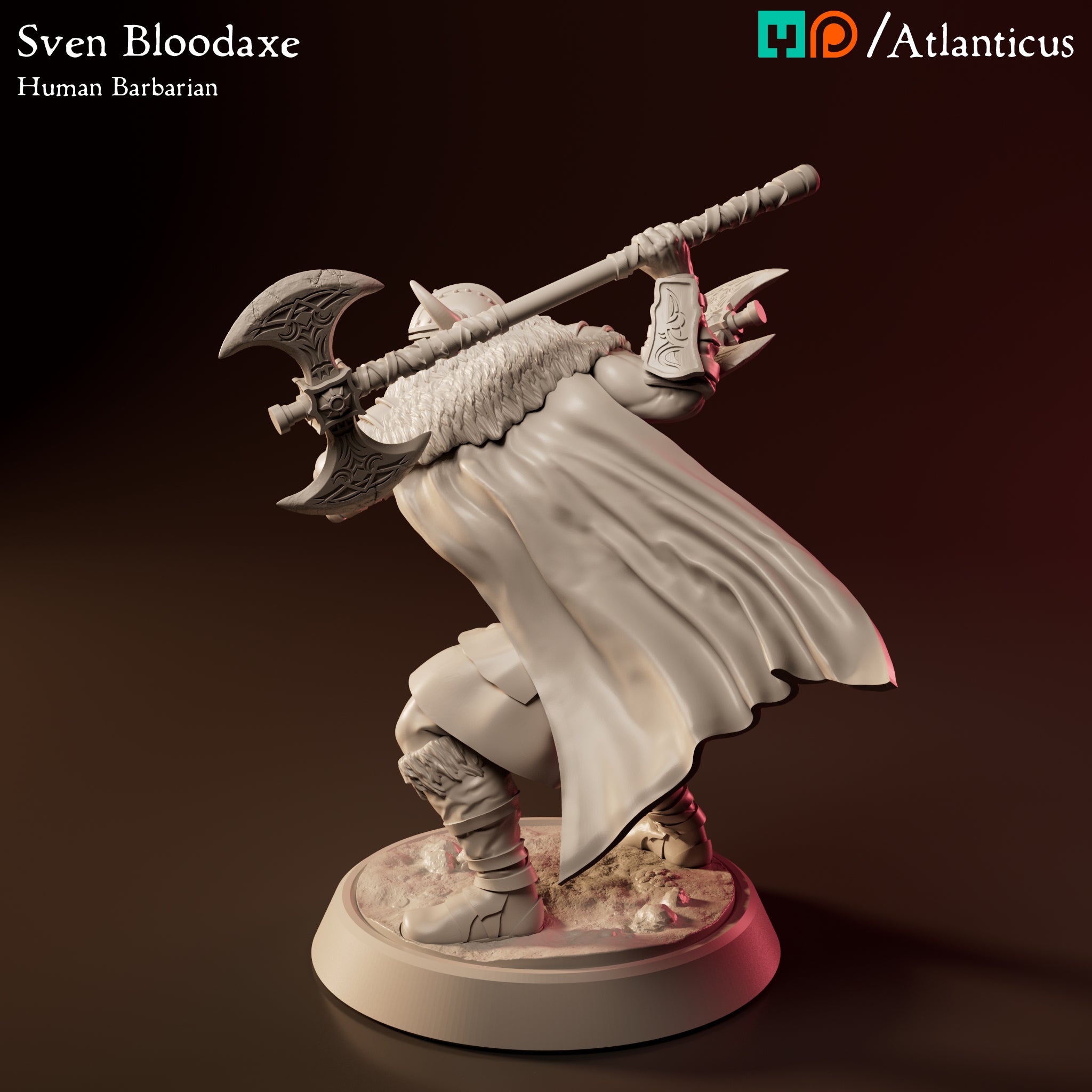 Sven Bloodaxe Human Barbarian w/Dual Axes by Atlanticus Arts