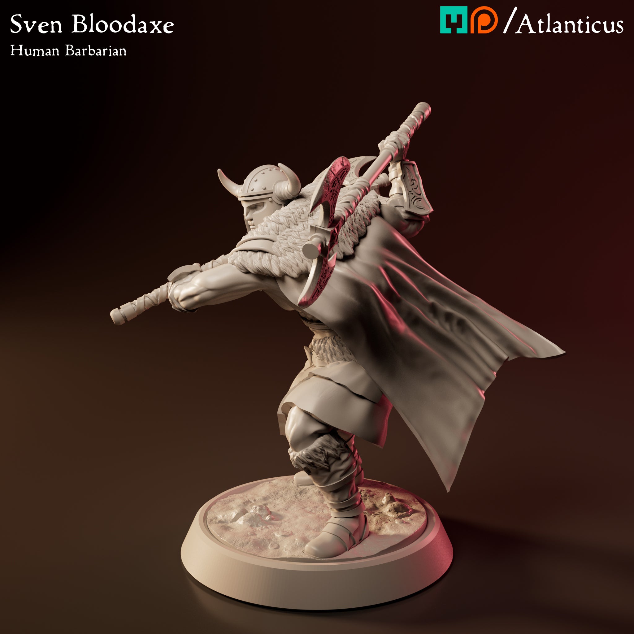 Sven Bloodaxe Human Barbarian w/Dual Axes by Atlanticus Arts