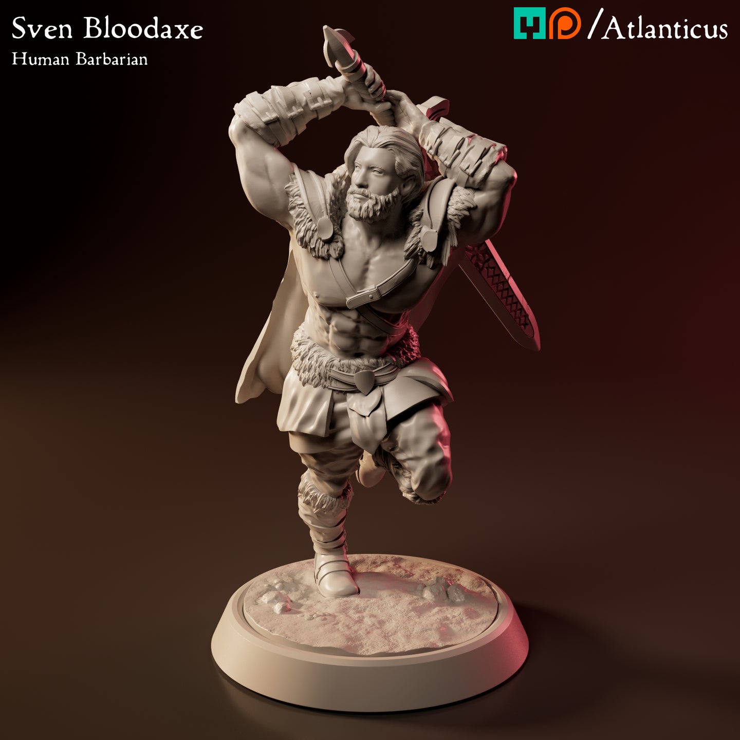 Sven Bloodaxe Human Barbarian w/Greatsword by Atlanticus Arts