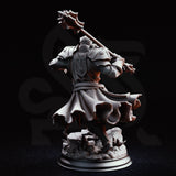 Broad-shouldered paladin warrior surging forward, hoisting a long spiked maul overhead, wearing layered plate armour over chainmail with a crusader cross on his surcoat. Sculpt by DM Stash.