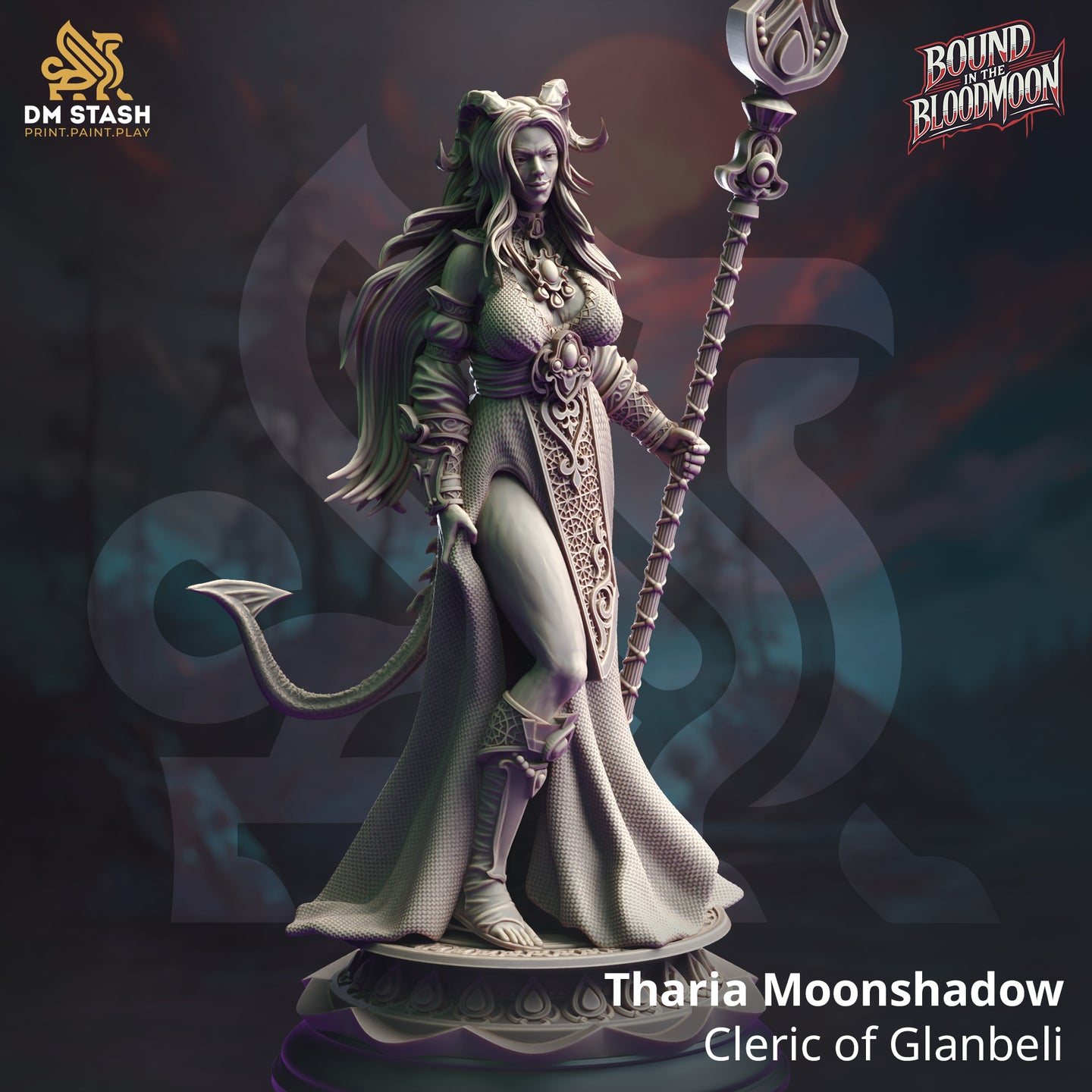 Tiefling Cleric (Tharia Moonshadow) by DM Stash