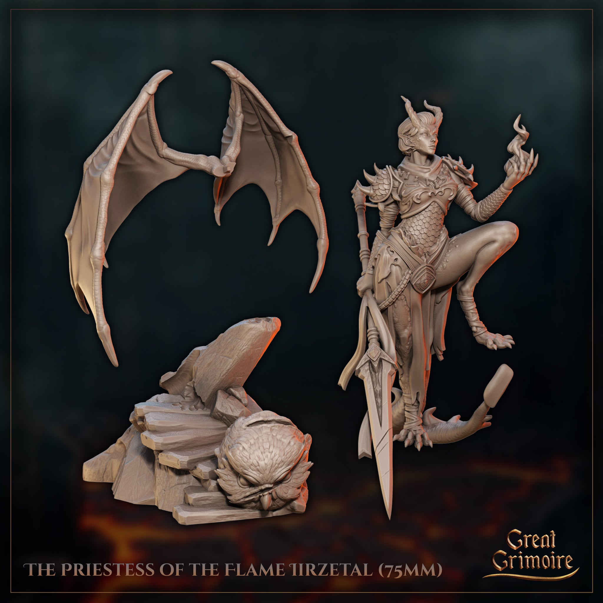 Lizardfolk Priestess of the Flame Iirzetal by Great Grimoire