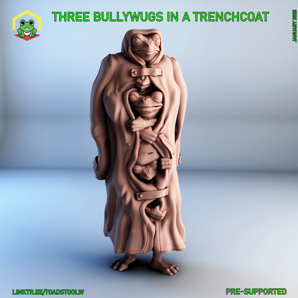 3 Bullywugs in a Trenchcoat by The Toadstool Weaver