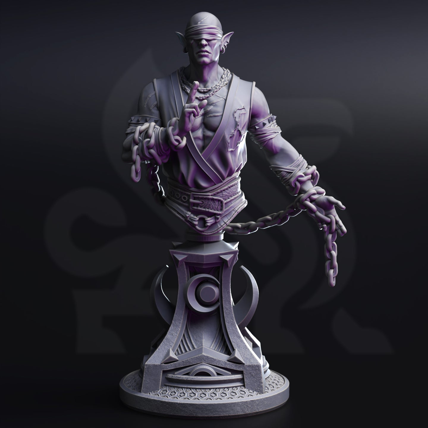 Drow Lunar Monk (Uxas the Reborn) Bust  by DM Stash